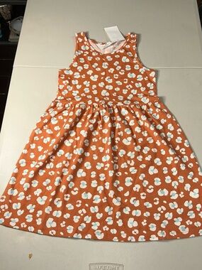 H&M Orange Floral Tank Dress with White and Light Blue Spots